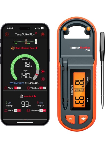 TP971 Şarjlı 183M Kablosuz Alarmlı 1problu Telefon Kontrollü Profesyonel Gıda Termometresi