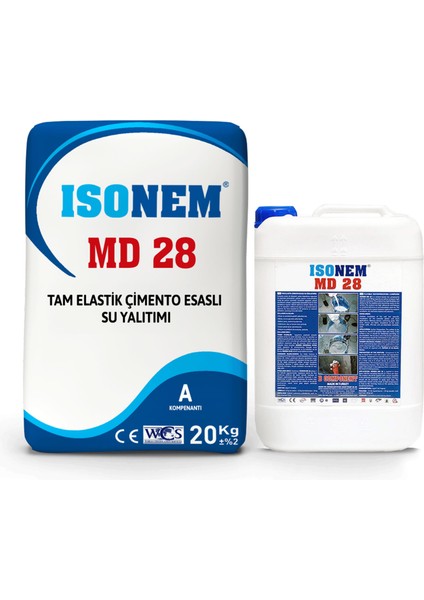 Isonem MD28 Tam Elastik Çimento Esaslı Su Izolasyonu Seti 30 kg