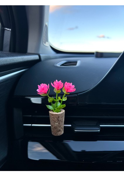 Dekoratif Mini Araç Oto Kokusu | El Yapımı Mantar Saksı Çiçek Klima Süsü | Difüzör Klipsli Pembe indirimleri