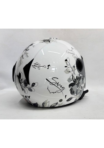 715 Yarım Kask Iris Gri Beyaz Renk Aynalı Renkli Vizör fırsatları