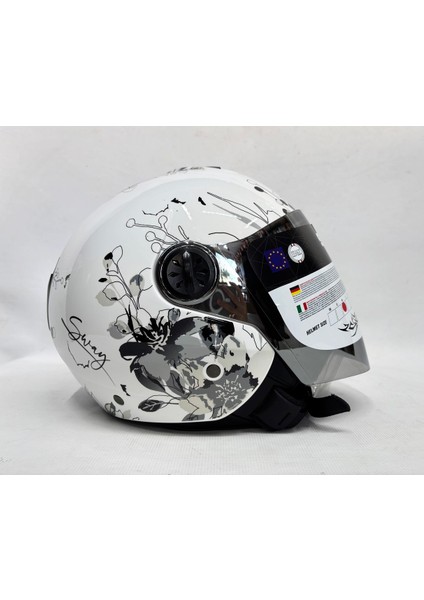 715 Yarım Kask Iris Gri Beyaz Renk Aynalı Renkli Vizör indirimleri