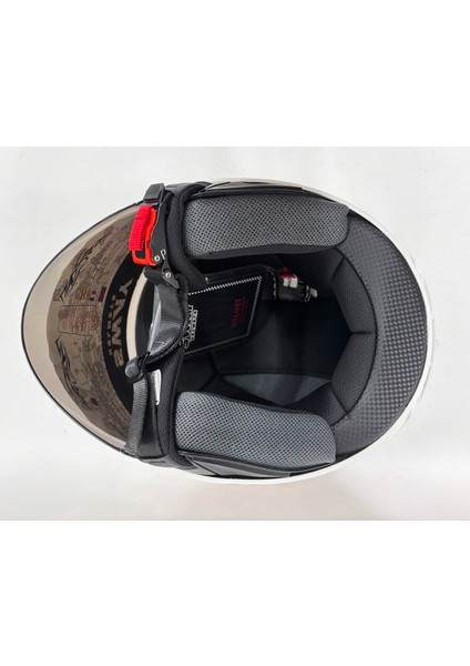 715 Yarım Kask Iris Gri Beyaz Renk Aynalı Renkli Vizör