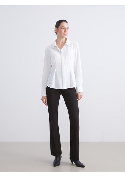 Yeni Sezon Beli Lastikli Ispanyol Paça Kadın Tayt Pantolon