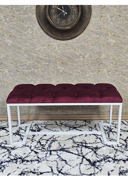 Beyaz Boyalı - L - Ayaklı 100 cm x 38 cm Oturak - Bench - Makyaj Taburesi - Makyaj Oturak Bordo Renk 100 x 40 Boyut/ebat fiyatları