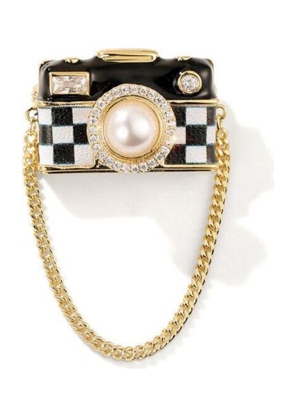 6566 Inci Detaylı Fotoğraf Makinası Broş / Yaka Iğnesi