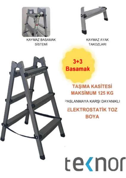Çift Taraflı Dayanıklı Metal Basamaklı Merdiven