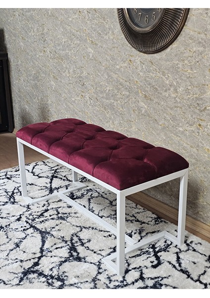 Beyaz Boyalı - L - Ayaklı 100 cm x 38 cm Oturak - Bench - Makyaj Taburesi - Makyaj Oturak Bordo Renk 100 x 40 Boyut/ebat fırsatları