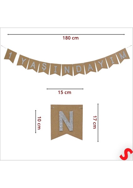 1 Yaşımdayım Kraft Banner - 180 cm fiyatları