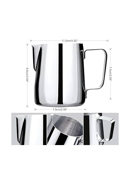 Barista Süt Potu Paslanmaz 304 Çelik Pitcher Milk Jug Progear Kahve Espresso 350 ml Ölçekli fiyatları