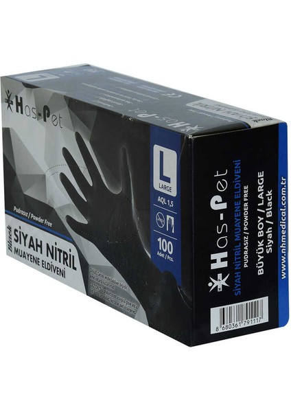 Pudrasız Siyah Nitril Eldiven Büyük Boy (L) 100 Lü Paket fiyatları