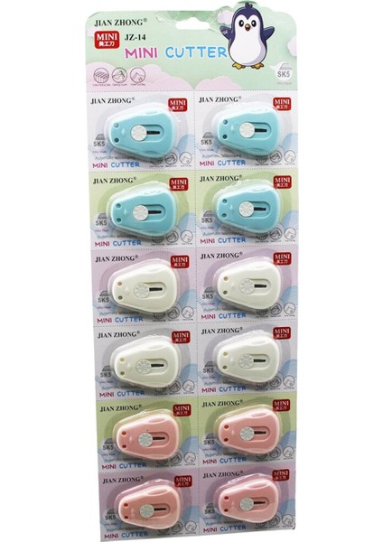 12 Adet Mini Cep - Çanta Penguen Falçata - Maket Bıçak (4915)