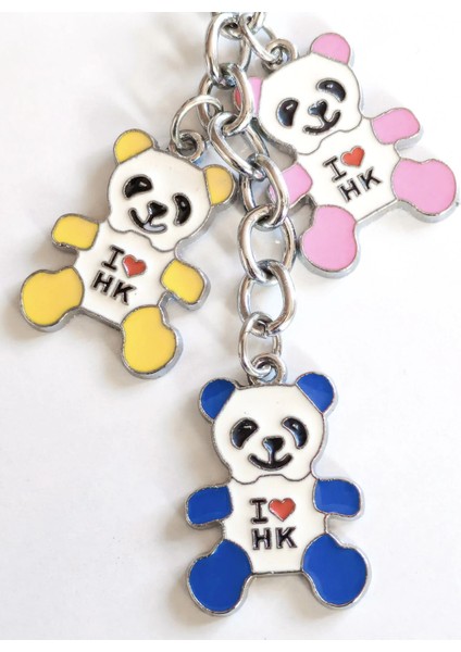 Pembe Sarı ve Mavi Renkli 3 Ayıcıklı Metal Anahtarlık modelleri