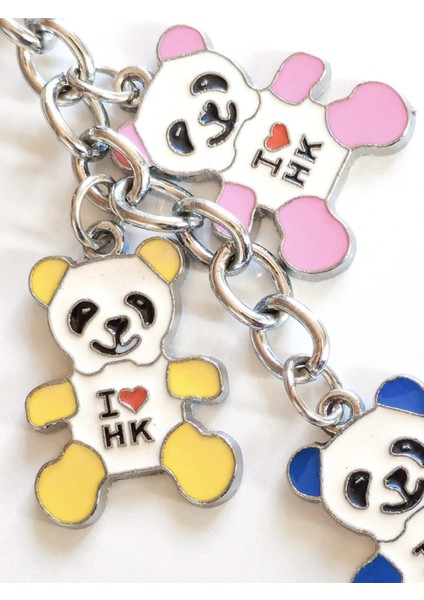 Pembe Sarı ve Mavi Renkli 3 Ayıcıklı Metal Anahtarlık fırsatları