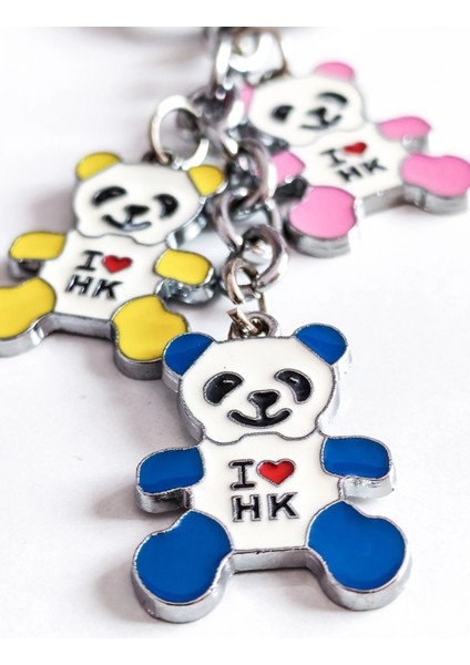 Pembe Sarı ve Mavi Renkli 3 Ayıcıklı Metal Anahtarlık indirimleri