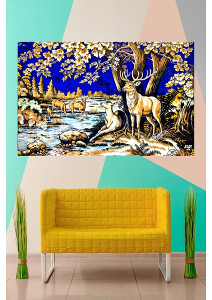 Vintage Serisi Geyikler Duvar Halısı Duvar Örtüsü Wall Tapestry fiyatları