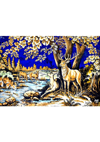 Vintage Serisi Geyikler Duvar Halısı Duvar Örtüsü Wall Tapestry modelleri