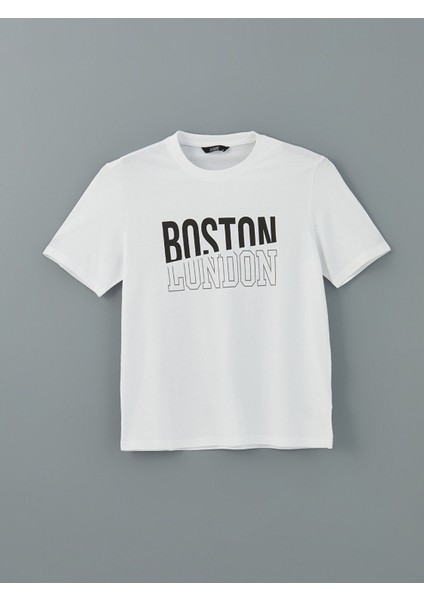 Yeni Sezon Bisiklet Yaka Boston London Baskılı Penye Erkek Tişört indirimleri