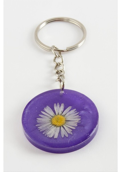 Ds-Derin Papatya Epoksi Anahtarlık-Mor