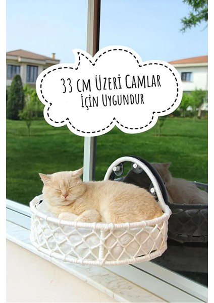 Kedi ve Köpek El Örgüsü Vantuzlu Cam Yatağı Hamak Beyaz modelleri