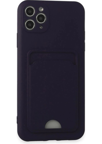 Bfs iPhone 11 Pro Max Kılıf Kelvin Kartvizitli Silikon - Derin Mor