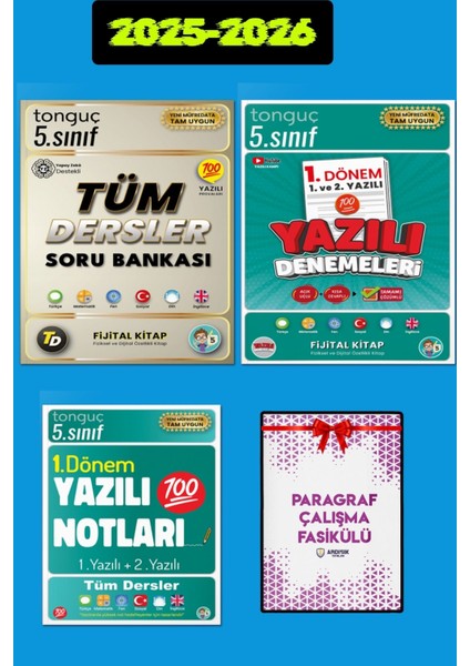 5. Sınıf Tüm Dersler Soru Bankası Fijital Kitap + 1. Dönem Yazılı Notları ve Denemeleri Seti
