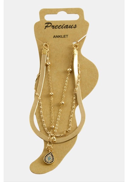 Ds-Derin Oval Zirkon Taşlı Lüks Halhal-Sarı fiyatları