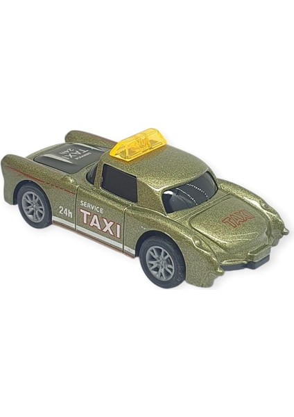 Çek Bırak Metal Küçük Arabalar 8 cm - SH40031 - Haki Taxi modelleri