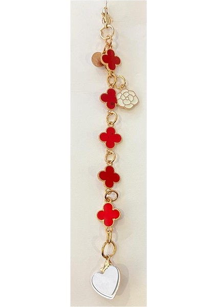 Bileklik ve Telefon Tutucu Yonca Kırmızı