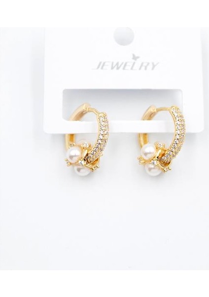 Incili Taşlı Halka Küpe - Altın fiyatları