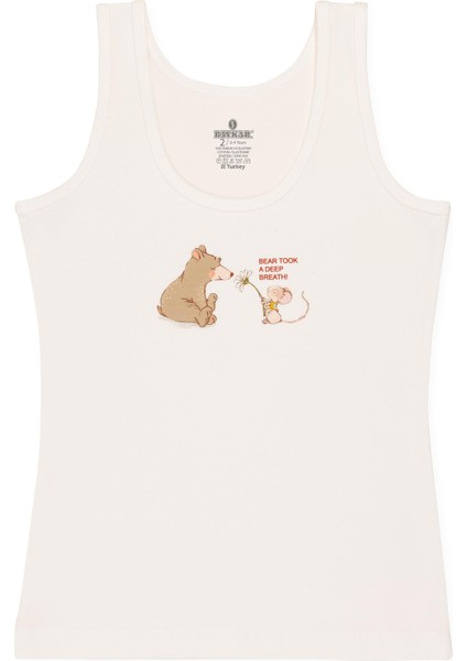 Kız Çocuk Pamuklu Kalın Askılı Renkli Baskılı Klasik Atlet 3'lü Paket 4856 Renkli modelleri