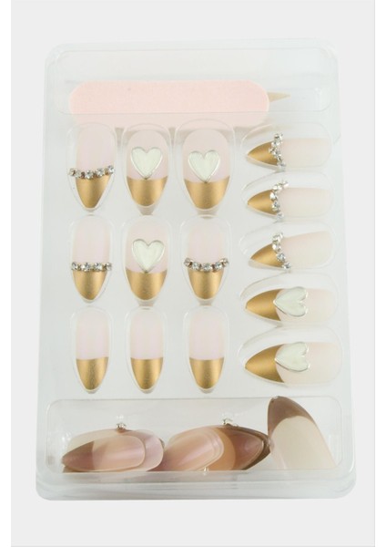 Ds-Derin Misyul Taşlı Takma Tırnak 24 Adet-Açık Pembe fiyatları