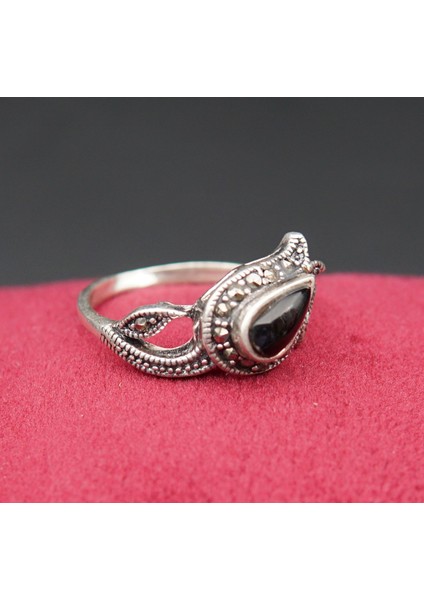 925 Ayar Kadın Gümüş Oltu Taşı Yüzük SY00037 fiyatları