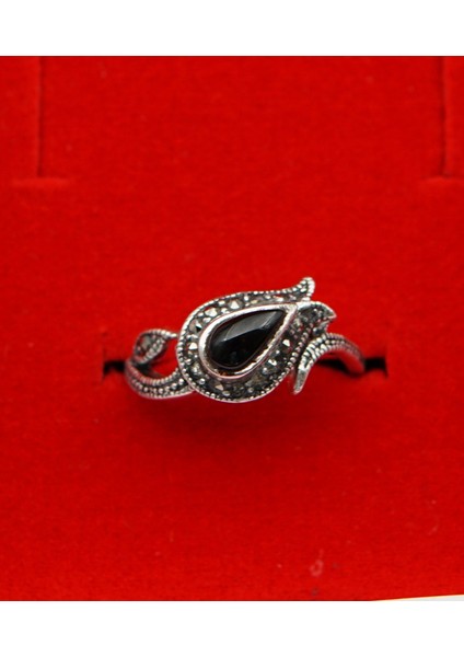 925 Ayar Kadın Gümüş Oltu Taşı Yüzük SY00037 modelleri