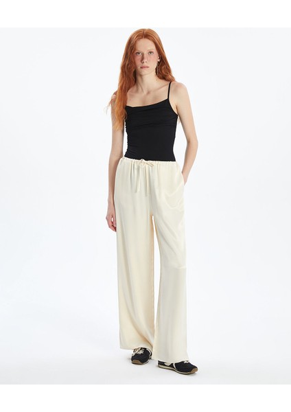 Yeni Sezon Beli Lastikli Saten Kadın Pantolon