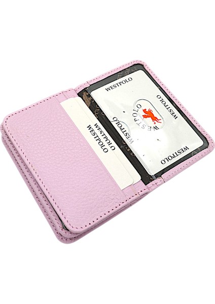 Hakiki Deri Bol Kart Bölmeli Unisex Kartlık - Açık Lavanta Pembesi fırsatları