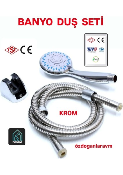 Banyo Duş Armatör Seti Takımı 5 Fonksiyon Başlık 150 cm Krom Hortum fiyatları