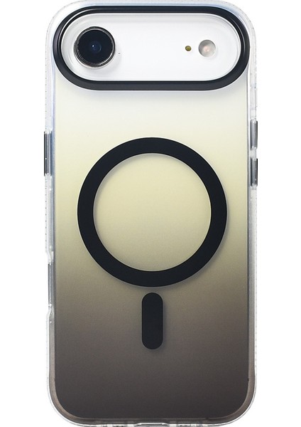 iPhone 17 Air Uyumlu Kılıf Toros M-Safe Şarj Özellikli Transparan Renk Geçişli Silikon Siyah