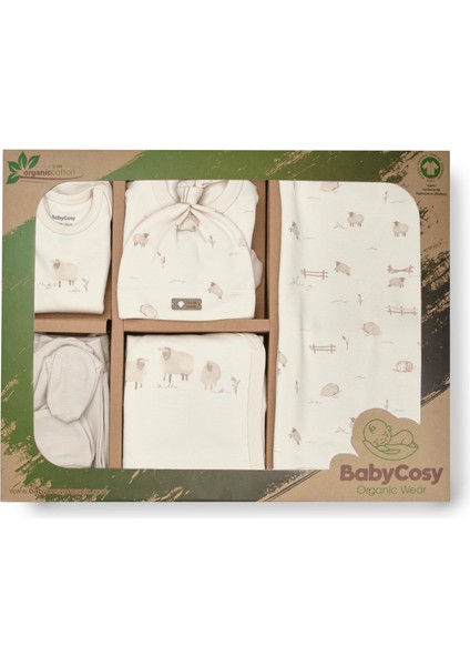 Bebek 10 Parça Set, %100 Organik Pamuk, Bebek ve Yenidoğan Serisi, Hastane Çıkışı Seti - CSY8190