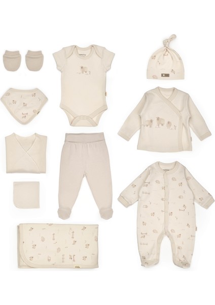 Bebek 10 Parça Set, %100 Organik Pamuk, Bebek ve Yenidoğan Serisi, Hastane Çıkışı Seti - CSY8190 fiyatları