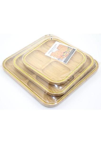 3'lü Ahşap Kahvaltı Çerez ve Meyve Sunum Tabağı