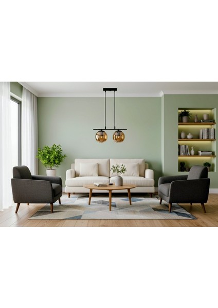 Edel 2'li Siyah Bal Cam Avize