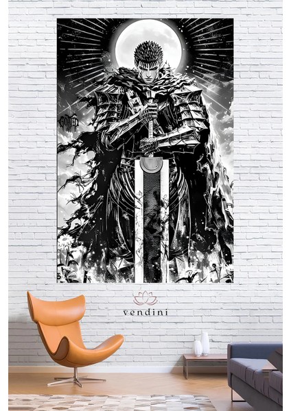 Berserk Temalı Duvar Örtüsü Duvar Halısı Wall Tapestry