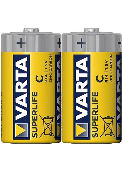 Varta Superlife Çinko Orta C Boy Pil (24'lü Paket)