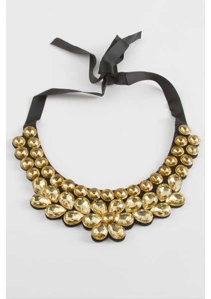 Ds-Derin Papatya Taşlı Yaka Kolye-Sarı fiyatları