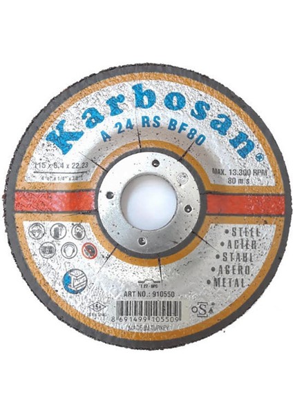 Karbosan Metal Taşlama Diski 115X6,4X22,23