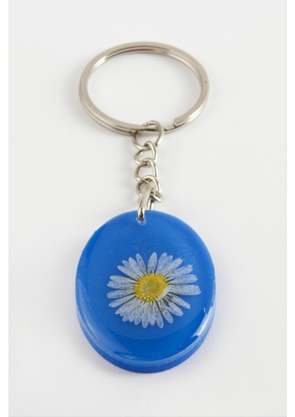 Ds-Derin Papatya Oval Epoksi Anahtarlık-Mavi fiyatları