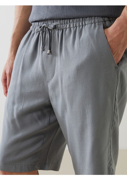 Yeni Sezon Standart Kalıp Keten Karışımlı Erkek Şort modelleri