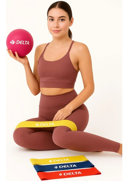 20 cm Mini Denge Topu ve Aerobik Loop Band Pilates Seti Squat Yoga Ekipmanı