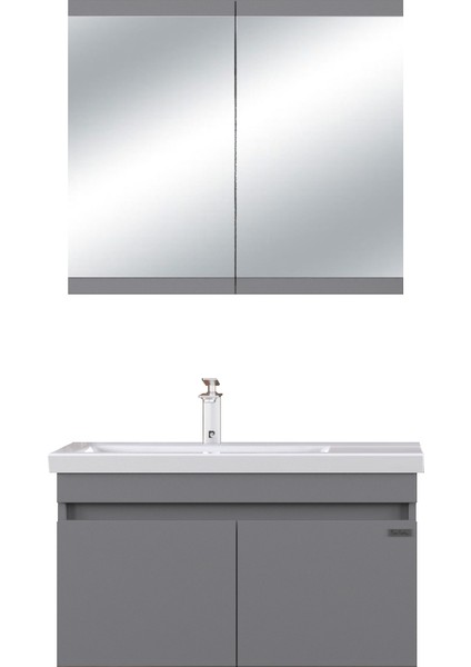 Winter 85CM Antrasit Banyo Dolabı (Ayna+Lavabo+Alt Dolap) indirimleri