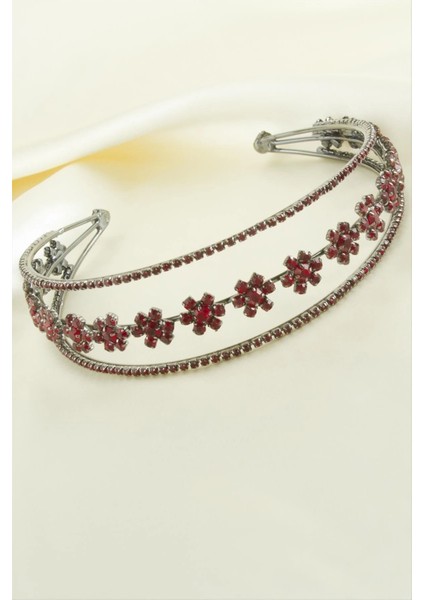 Çiçek Lüks Taşlı Gelin Tacı